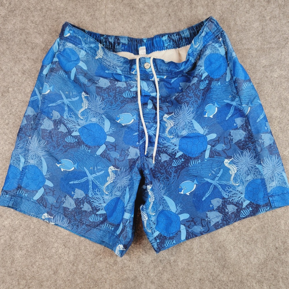 Southern Tide Skipjack Water Shorts‎ Mens Large Blue Sea Life Turtle Swim Trunks
